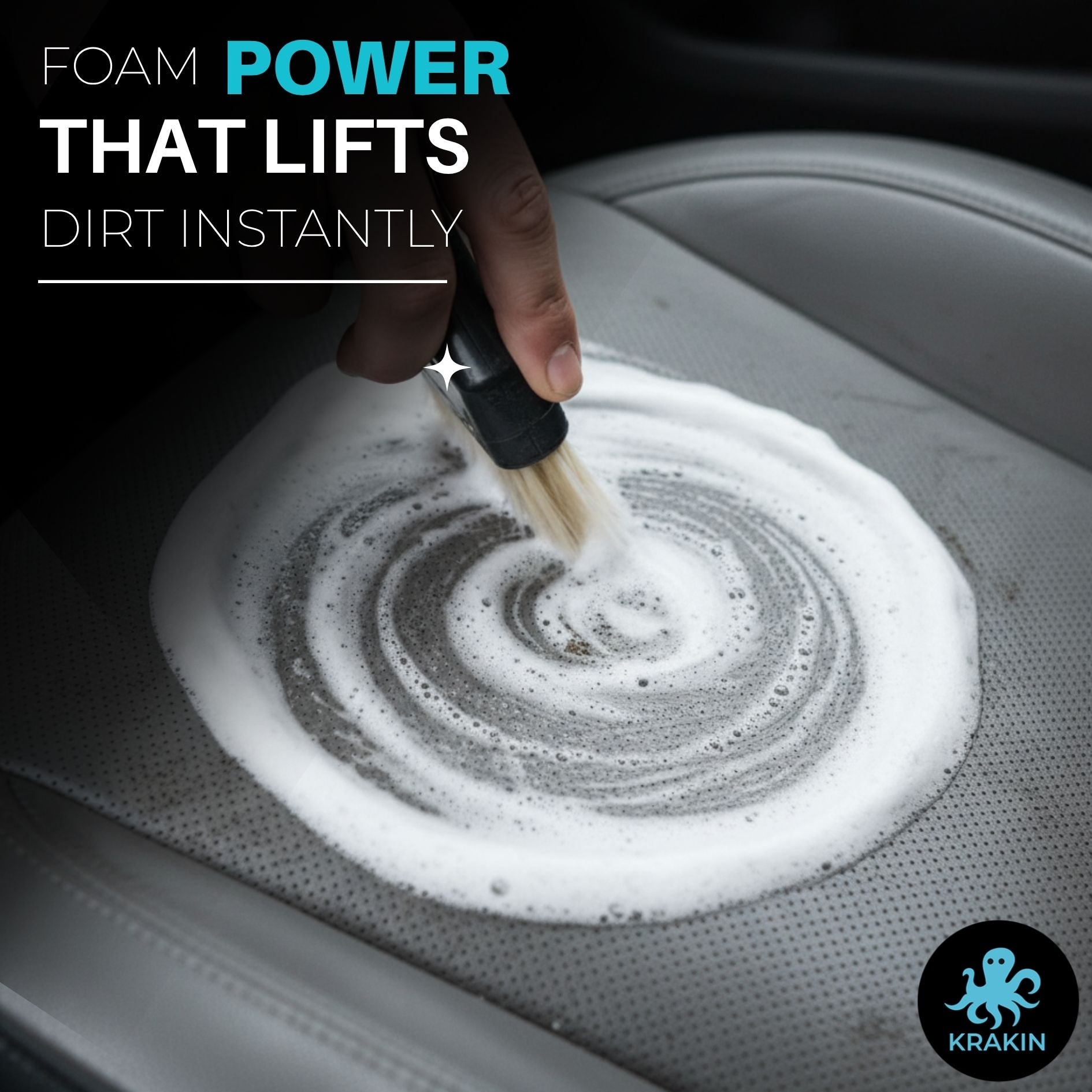 KRAKIN Car Interior & Upholstery Cleaner | Deep Cleans Fabric, Leather & Car Interiors | Removes Stains, Dirt & Odour, Easy Spray-On Formula