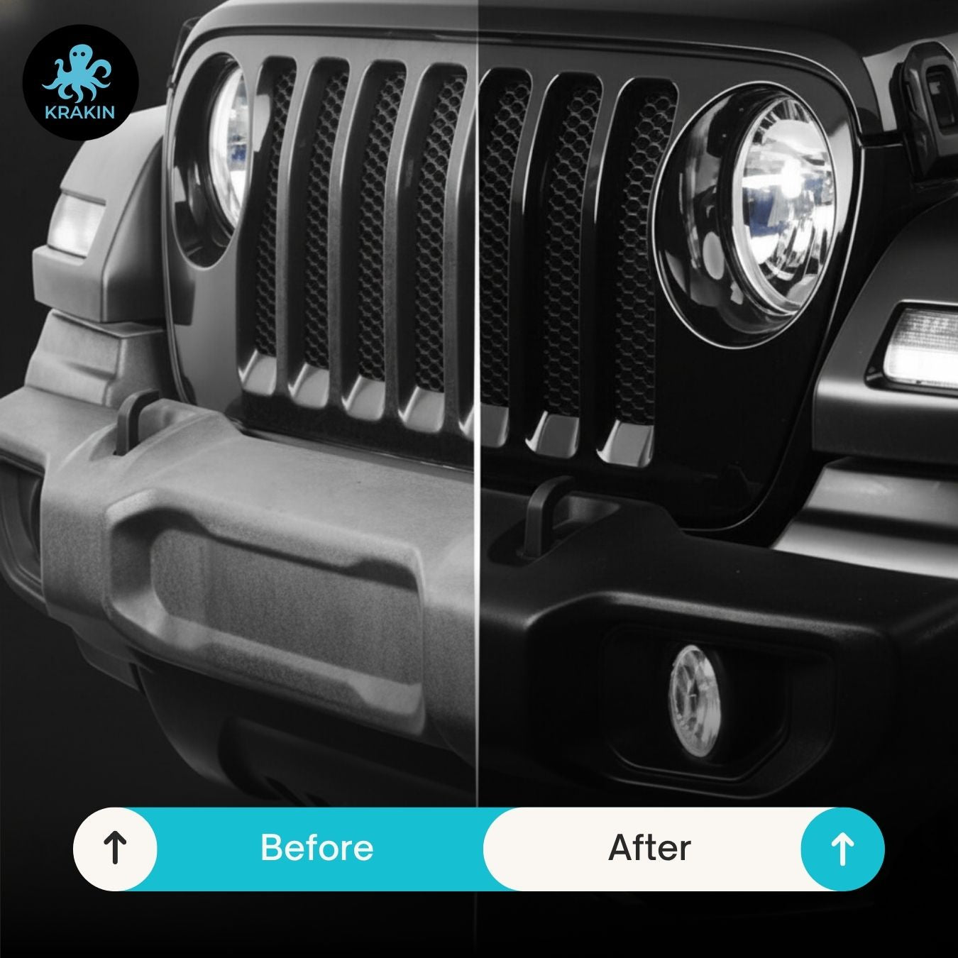 KRAKIN Black Trim Restorer for Car & Bike | Gives Original Black Look for Plastic, Vinyl & Rubber Surfaces | Restores Faded Exterior Trim & Bumpers - Zero Dust Attraction