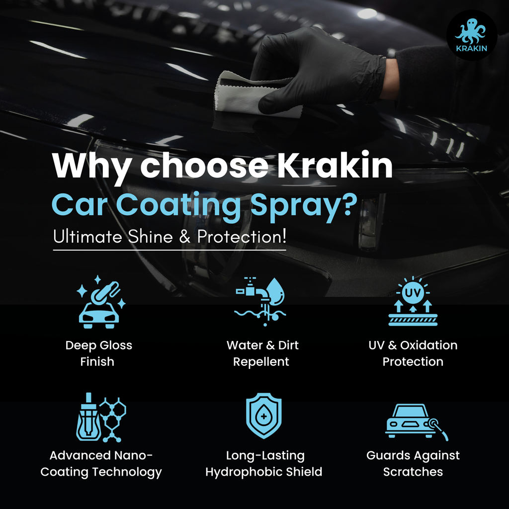KRAKIN Ceramic Coating For Car & Bike (500ml) | Gives Ultra Gloss & Hydrophobic Protection | Water & Dirt Repellent,Easy Spray-On Formula