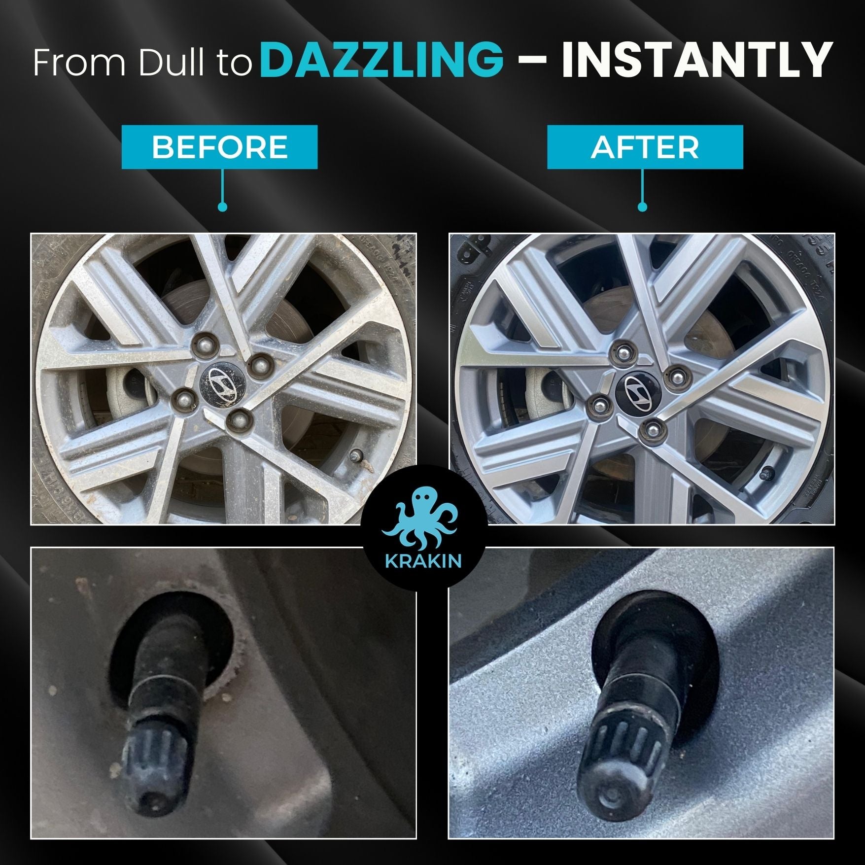 KRAKIN Alloy Wheel Cleaner | Removes Iron Contaminents, Brake Dust & Grease | Restores Glossy Shine | Safe On All Types Of Alloy, Easy Spray-On Formula