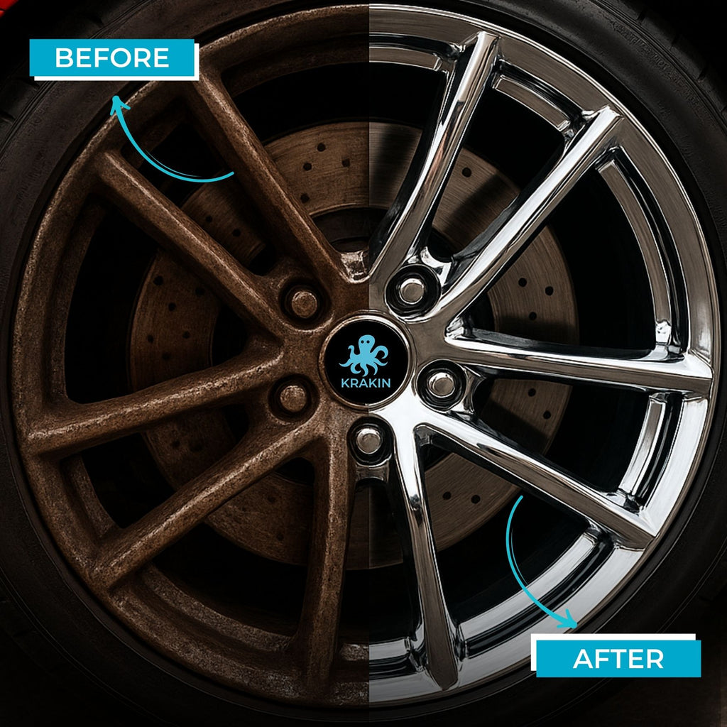 KRAKIN Alloy Wheel Cleaner | Removes Iron Contaminents, Brake Dust & Grease | Restores Glossy Shine | Safe On All Types Of Alloy, Easy Spray-On Formula