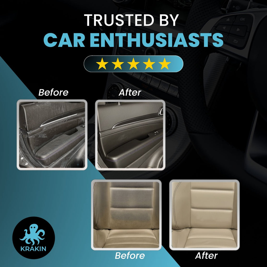 KRAKIN Car Interior & Upholstery Cleaner | Deep Cleans Fabric, Leather & Car Interiors | Removes Stains, Dirt & Odour, Easy Spray-On Formula