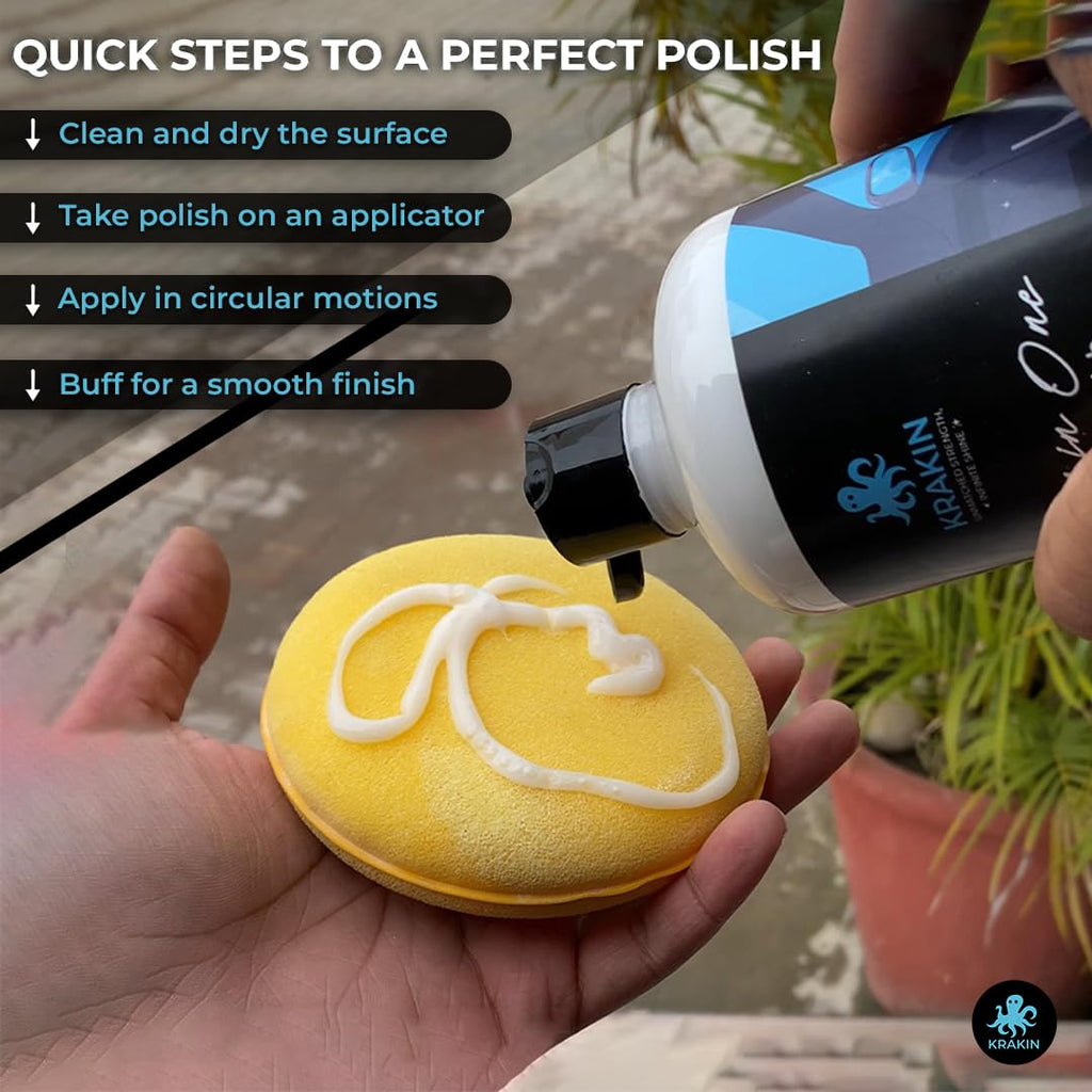 KRAKIN Car Interior Polish | For Dashboard, Rubber, Leather & Plastic Parts | Gives New Like Gloss & Shine With Zero Dust Attraction & Long Lasting Effect