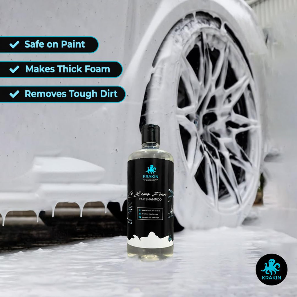 KRAKIN Snowfoam Shampoo for Car & Bike | Gives Thick Foam For Spotless, Streak-free Shine | Safe on Paint | Works With Bucket & Foam Cannon Both