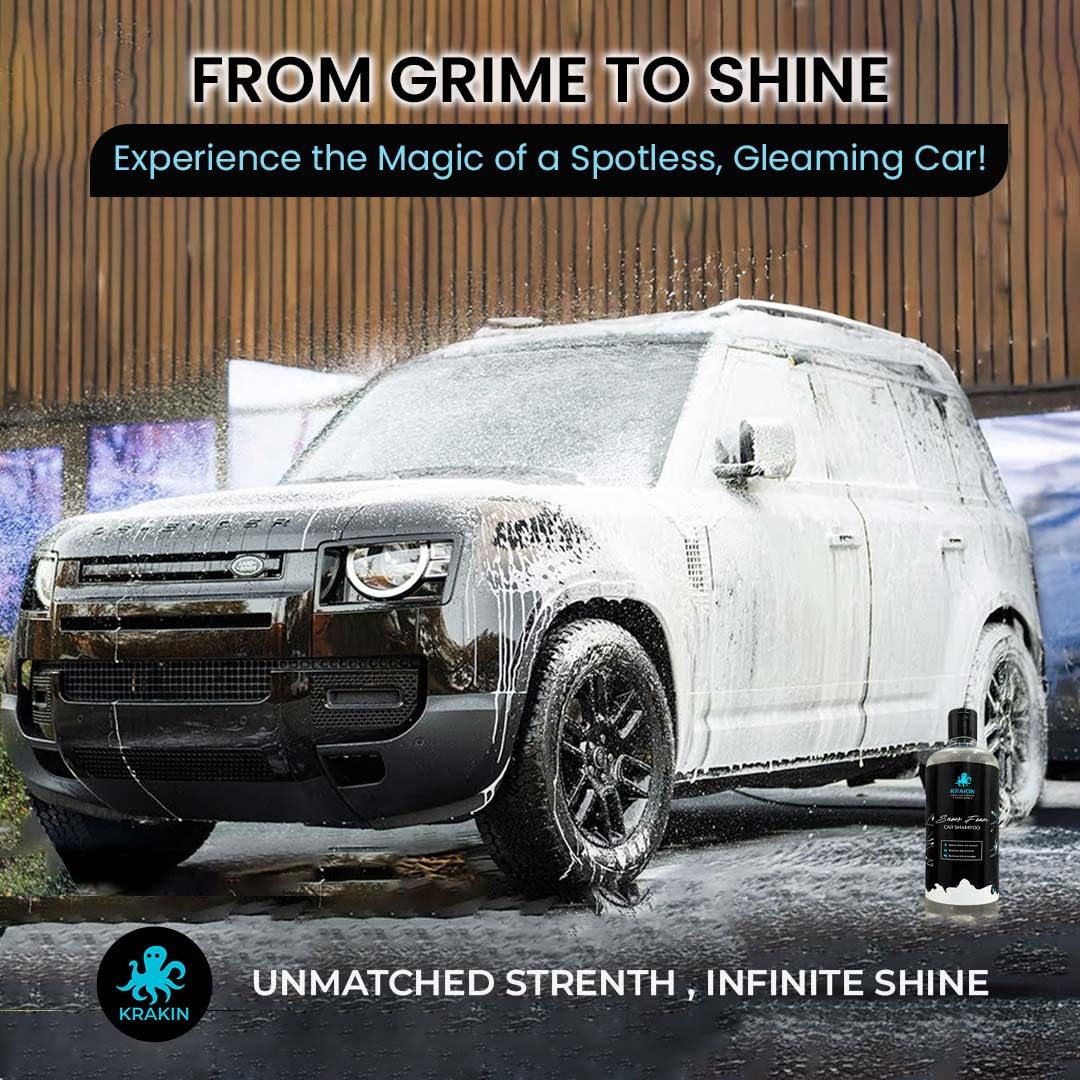 KRAKIN Snowfoam Shampoo for Car & Bike | Gives Thick Foam For Spotless, Streak-free Shine | Safe on Paint | Works With Bucket & Foam Cannon Both